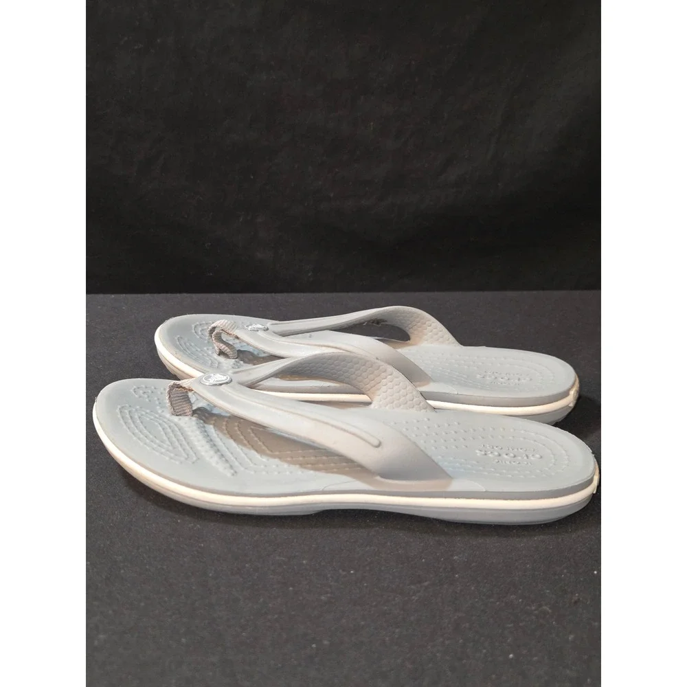 Crocs Kids Gray‎ Thong Flip Flop Sandals Iconic Comfort Beach Pool C9